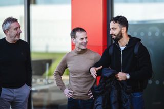 Ruben Amorim Manchester United manager alongside Dan Ashworth at their Carrington Training Ground
